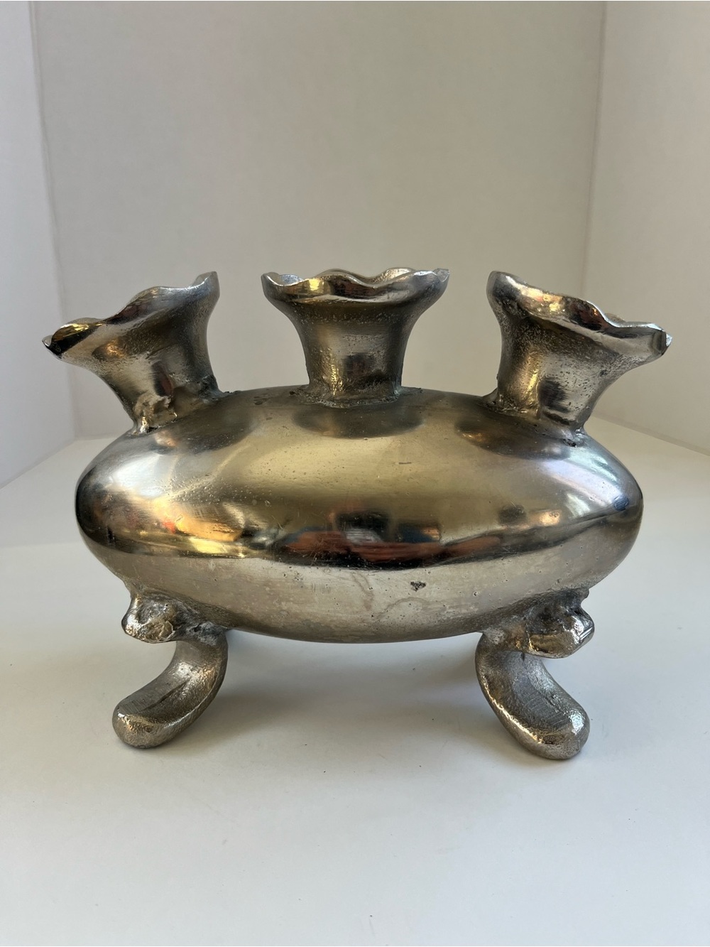 MCM- Modernist-Contemporary Vintage Three-Branch Bud Cast Aluminum Vase